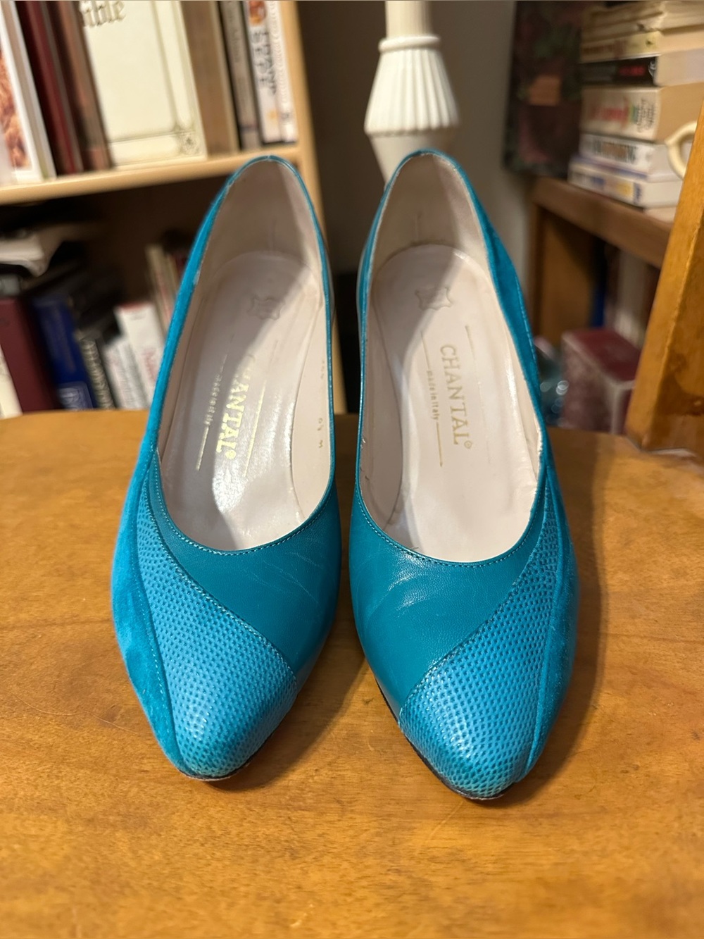 Chantal Teal Suede Leather Pointed-Toe Heels (Vintage)